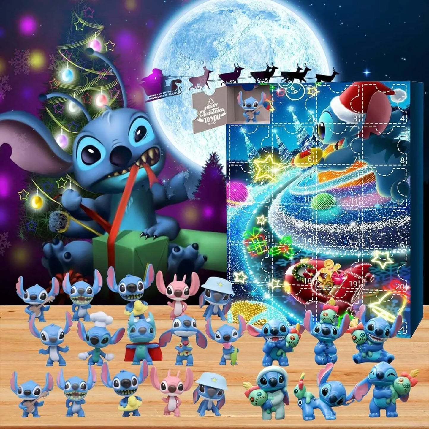Stitch Christmas Advent Calendar Box Mickey Mouse Blind Box Figure Advent Calendar 24 Day Countdown Calendar Boys Girls Gift
