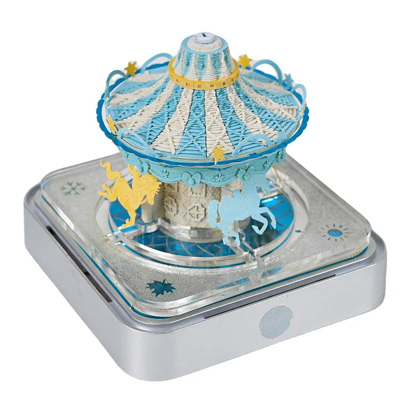 3D Calendar 2025 Memo Pad Omoshiroi Block Carousel Blue Notepad Artistic 3D Paper Art Sculpture Model Desk Ornaments Novel Gift