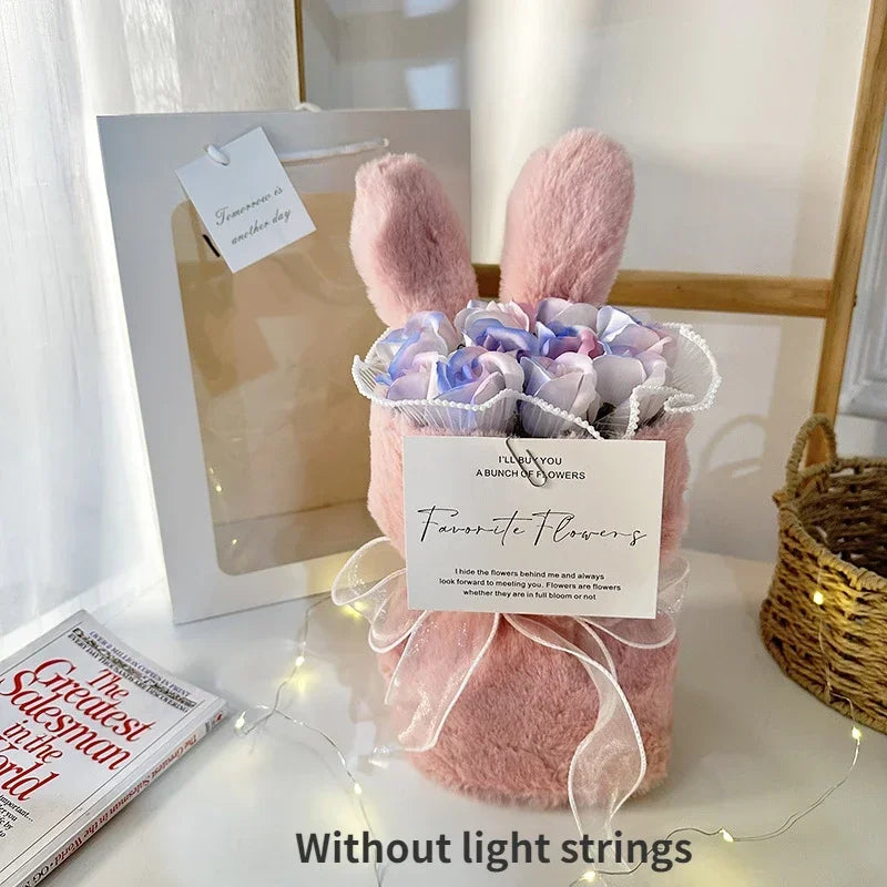 Rabbit Soap Flower Bouquet Valentine's Day Gifts Artificial Flower Bouquet for Party Supplies Bouqet Flowers Home Decoration
