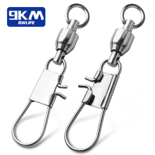 20~100Pcs Snap Fishing Swivels Ball Bearing Interlock Snap Pin Stainless Steel Fishing Accessories Fishing Lures Pin Connector