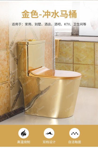 ~Inodoro de cerámica de color mudo para apartamento pequeño de estilo europeo, inodoro dorado de 8,0 pulgadas, inodoro de cañería grande, desodorante