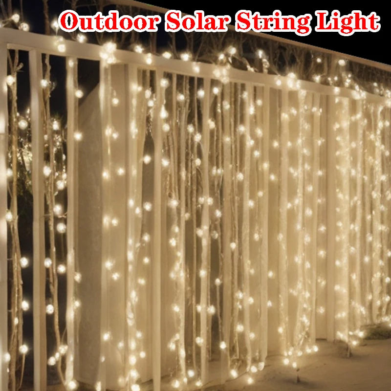 6X3M 3X3M Solar Curtain Light Outdoor Led Icicle Light 8 Modes Waterfall Christmas Fairy String Light for Garden Patio Decor