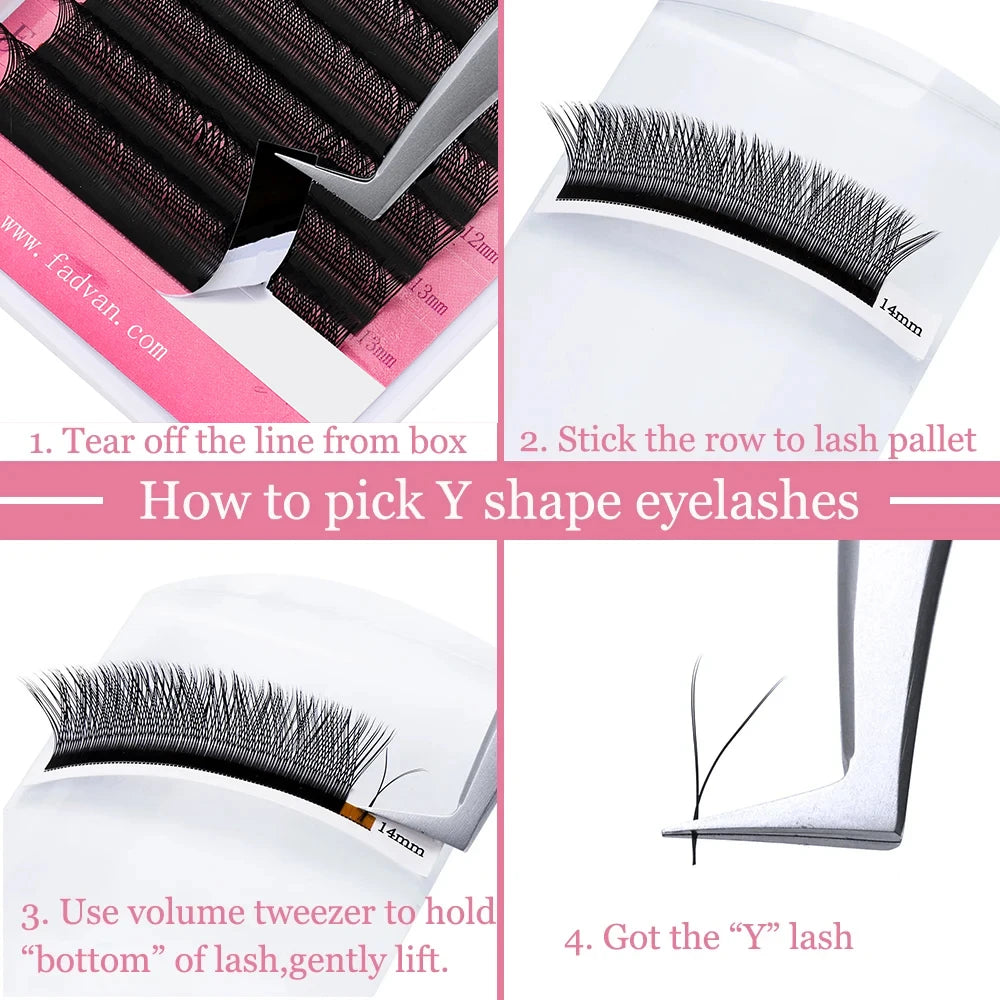 Vente en gros 10 pièces/lot extension de cils en forme de YY faux cils construction maille entourage croix YY/VV cils pointe fendue fournitures de maquillage