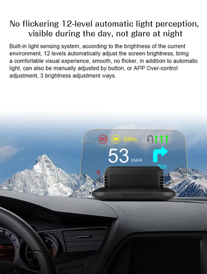 C1 Car Navigation Projection HUD Head Up Display Speedometer  Multiple Interfaces Car Accessories on Screen Overspeed Alarm