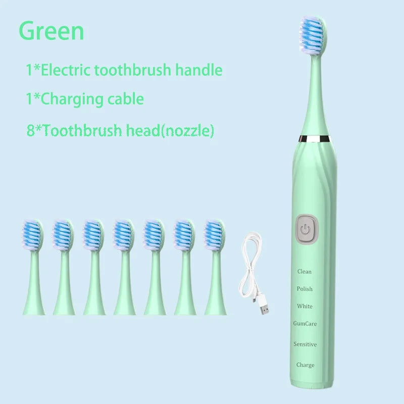 Sonic Electric Toothbrush 5 Mode USB Charger Timer Brush Rechargeable Deep Clean Tooth Brushes Replacement Heads Set For Adults