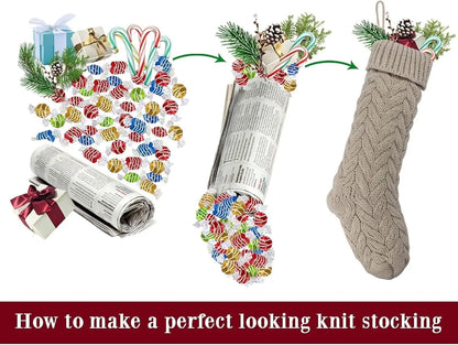 6-8PACK Christmas Stockings 18In Cable Knit Fireplace Stockings Rustic Hanging Xmas Stockings Farmhouse Boho Decorations Family