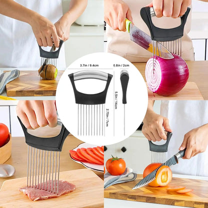 Onion Holder for Slicing Vegetable Cutter for Potato and Tomato Eggs Food Slicer Assistant Tool for Slicing Fruit Lemon and Meat
