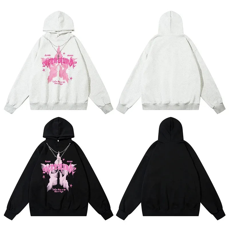Vintage American Style Streetwear Hooded Loose-Fit Sweatshirt Jacket For Men And Women Versatile Casual Hoodies