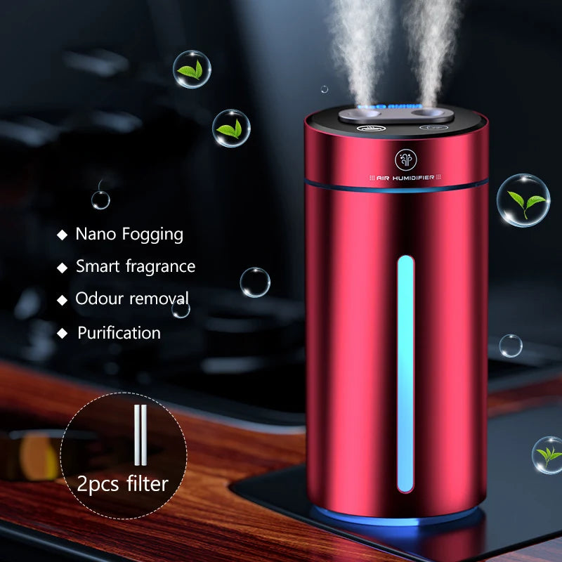 Vehicle Humidifier H2O Ultrasonic Spray 200ML Smart Work Usb 1500mah Wireless Perfume Aroma Diffuser Visable Dual Humidification