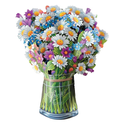 3D Pop Up Flower Greeting Card for Mothers Day Creative Multi-Style Bouquet Birthday Card Thank You Postcard for Birthday Easter