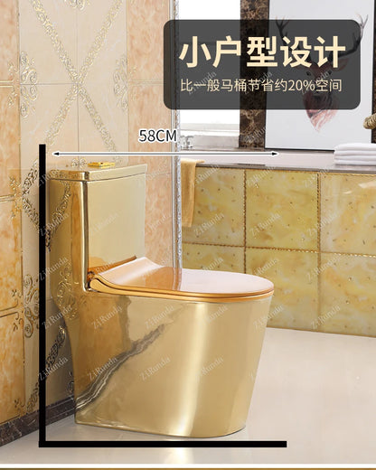 ~Inodoro de cerámica de color mudo para apartamento pequeño de estilo europeo, inodoro dorado de 8,0 pulgadas, inodoro de cañería grande, desodorante