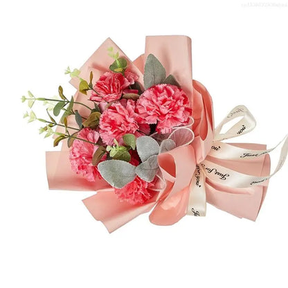 Artificial Flower Bouquets for Valentines Day, Mother Day, Crochet Flower Bouquets with Bear for Graduation Ceremony F0T4