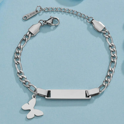 Personalized Stainless Steel Baby Newborn Name Bracelet for Boy Girl Best Gift Custom Heart Crown Butterfly Family Jewelry