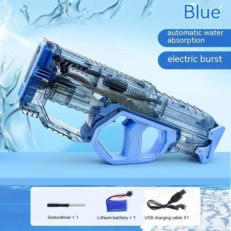 2024 New High Capacity transparent Continuous Fully Automatic Electric Water Gun Toys Summer Outdoor Powerful Playing For Kids