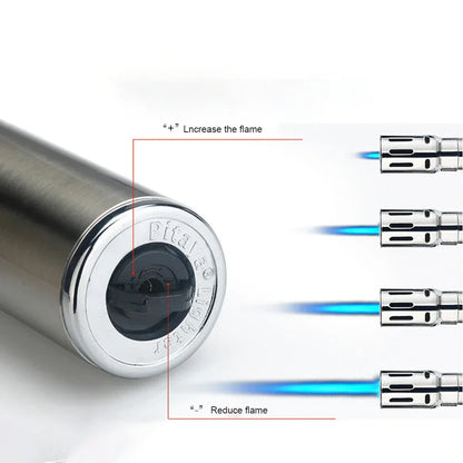 70cm Blue Flame Lighter Kitchen Candle Long Butane Gas Lighter 360 Degrees Rotate Stove BBQ Igniter Welding Torch Picnic Tool