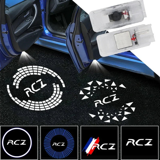 2PCS Car Door Shadow Lights Laser Projector Ghost Atmosphere Logo Lamp for Peugeot RCZ 2011-2014 Auto LED Welcome Accessories