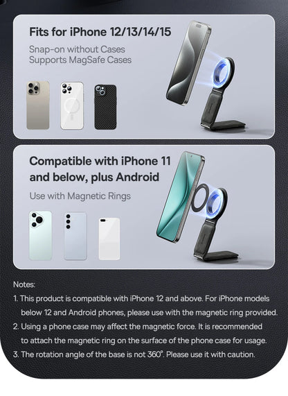 Baseus Car Phone Holder Magnetic Mobile Mount Bracket for Magsafe Foldable Car Phone Holder for iPhone 15 14 13 12 For Samsung