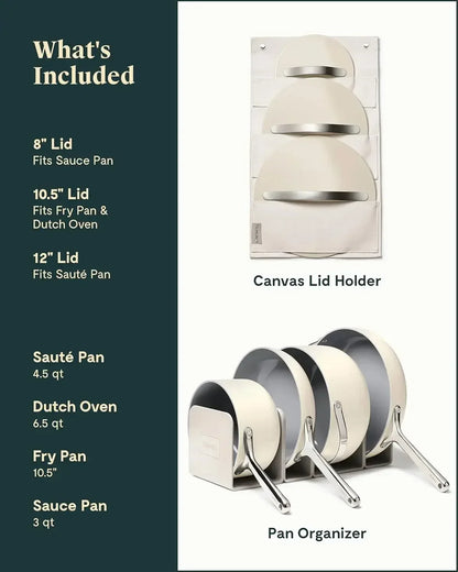 Nonstick Ceramic Cookware Set (12 Piece) Pots, Pans, 3 Lids and Kitchen Storage,Oven Safe & Compatible with All Stovetops,Cream
