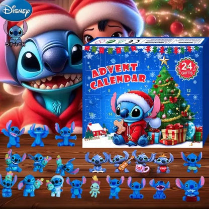 Vente en gros d'accessoires Disney Stitch Calendrier de l'Avent de Noël Boîte Lilo &amp; Stitch Modèle Poupée Figurines Anime Cadeau de Noël Enfants Garçon Jouet