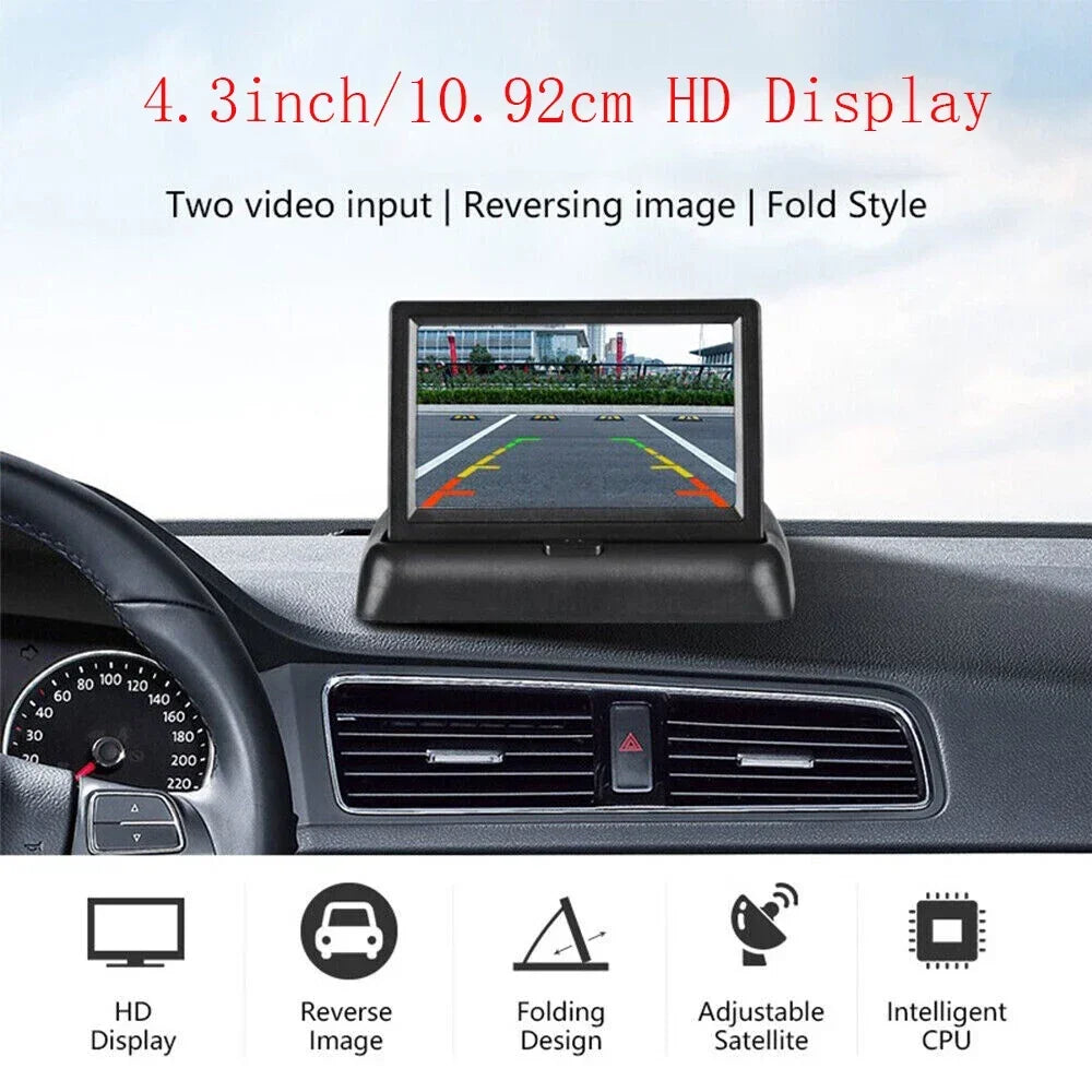4led Car Rear View Backup Camera 4.3inch HD Display LCD Monitor Parking System Full Set For Pickup Van RV Easy Installation
