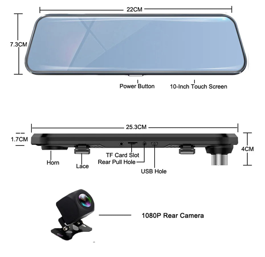 Car DVR 2.5K 10 Inch Rear View Mirror Video Recorder Dash Cam Sony Lens Ultra HD 2560*1440P Camera Streaming Rearview Mirror