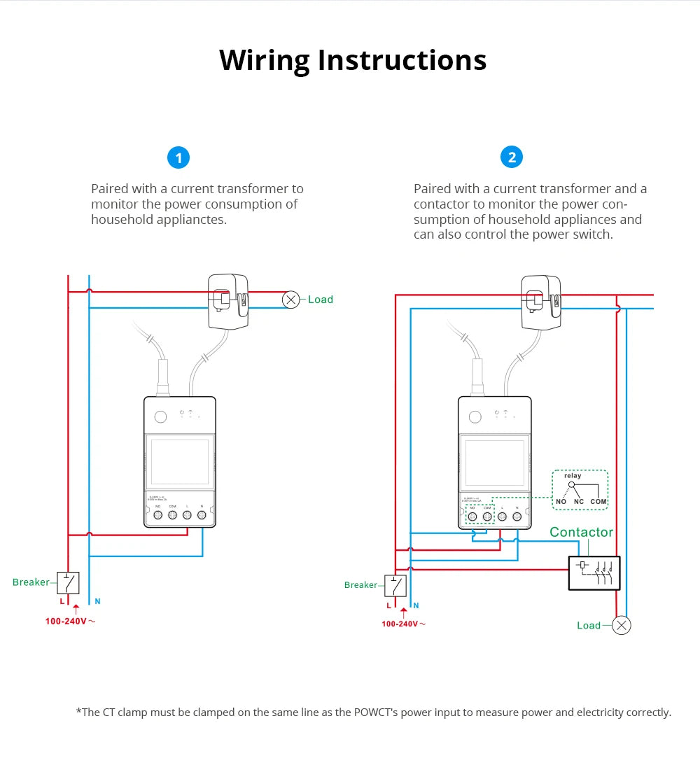 SONOFF POWCT POW Ring Smart Power Meter Energy Monitor 100A WiFi Smart Home Switch Support Contactor Control Alexa Google Home
