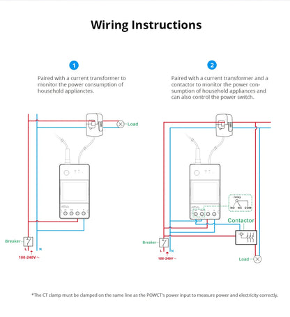 SONOFF POWCT POW Ring Smart Power Meter Energy Monitor 100A WiFi Smart Home Switch Support Contactor Control Alexa Google Home
