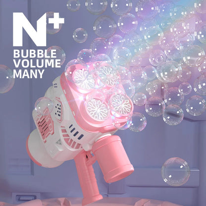 Pistolet à bulles automatique Machine à bulles de savon électrique LED N-Hole Bubble Maker Blower Bubble Guns Jouet Jeu de plein air Cadeau de fête de mariage