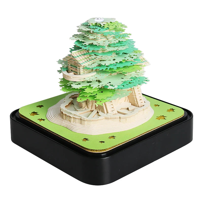 Omoshiroi Block 3D Notepad 2024 Calendar 3D Sakura Tree House Memo Pad Cute Block Notes 3D Sticky Notes Christmas New Years Gift
