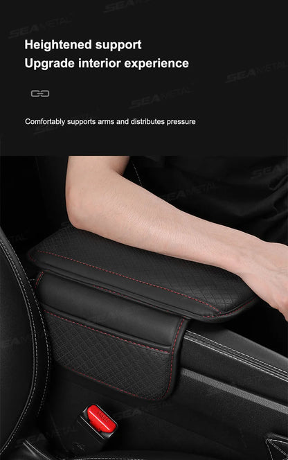 SEAMETAL Car Arm Rest Cover Cushion Wear-Resistant Center Console Box Protector Anti Slip Armrest Box Pad with Storage Pocket