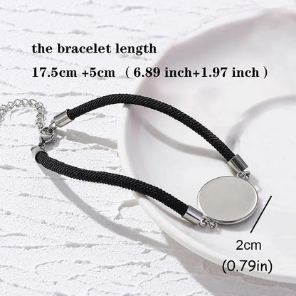 2Pcs Romantic Couple Bracelet Stainless Steel New Sun and Moon Lovers Charm Bracelet Glow in The Dark Adjustable Woven Bracelet