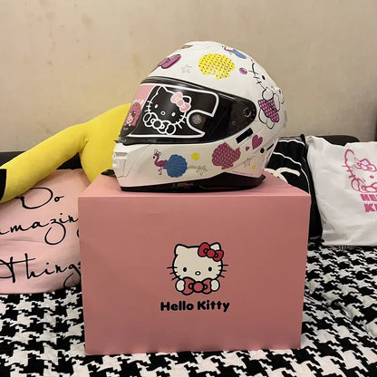 Sanrio HelloKitty Motorcycle Helmet Full Face Racing Helmets Offroad Motorcycle Helmet Motorbike Sports Helmets