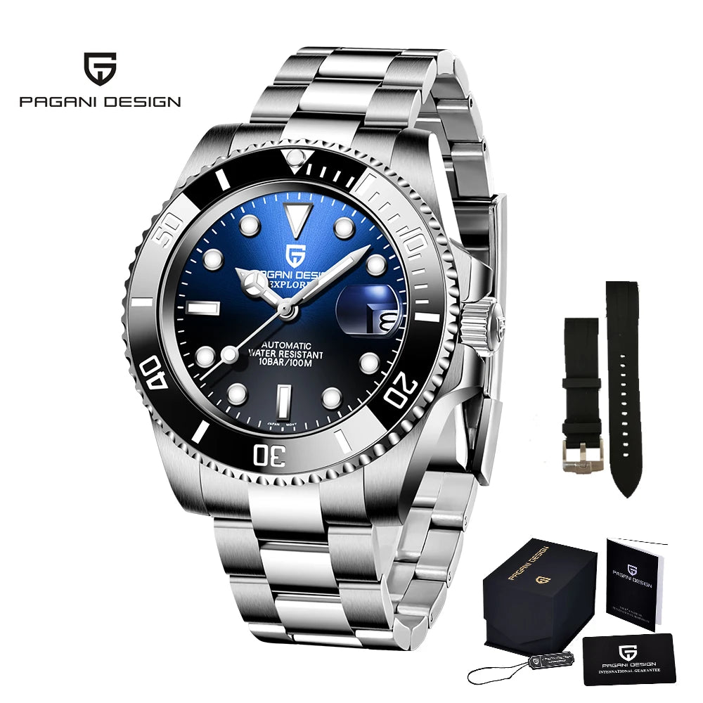 PAGANI DESIGN Men's Mechanical Wristwatches Luxury Brand Mens Watch NH35 100m Waterproof Sapphire Diving Watch reloj hombre