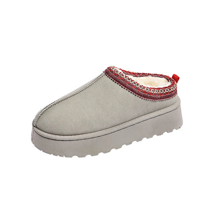 2024 Winter New Snow Boots for Women Cashmere Warm Thick Soles Without Heel-covered Hair Half Slipper Cotton Shoes for Women