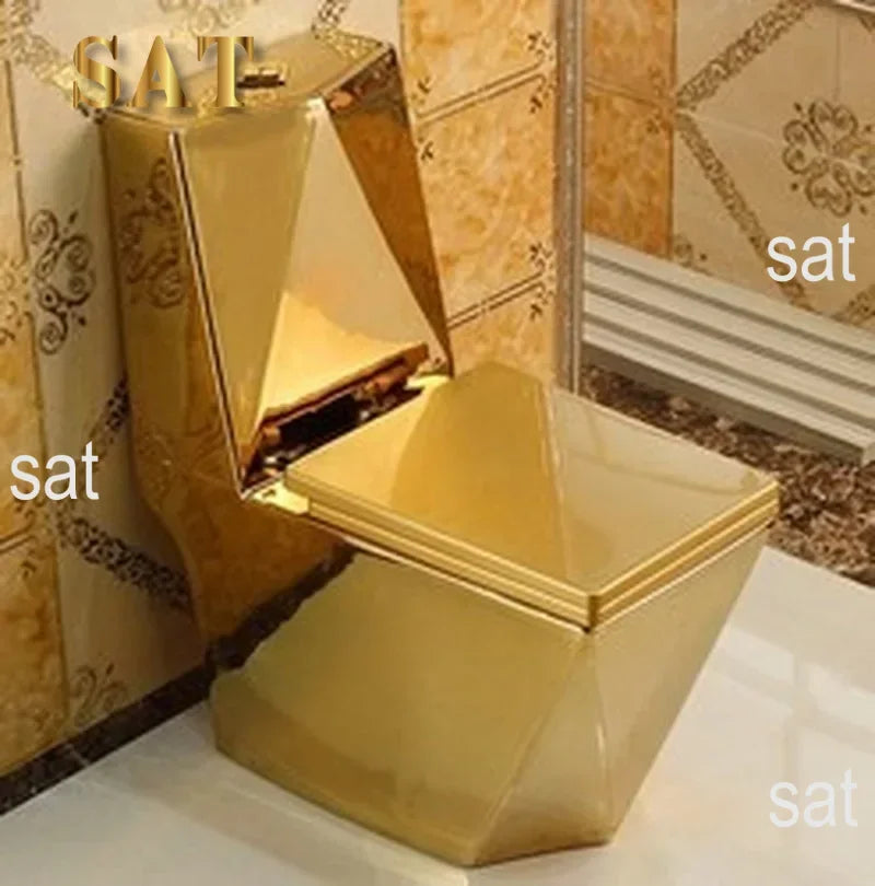 Safe and Comfortable Luxury Western Bath Ceramic Gold Toilet S Trap  WC Toilet
