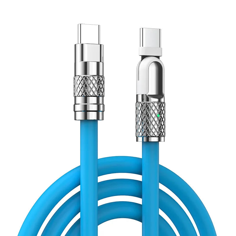 5A Super Fast Charge Type C Cable 180° Degree Rotation Elbow Cable for Xiaomi Samsung Phone Charger Liquid Silicone USB C Cable