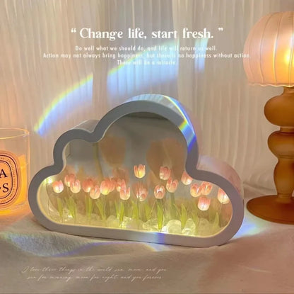 Tulip Light Cloud Mirror Table Lamps Lights Tulips Floral Lamp Nightlight DIY Material Accessories Decorations Wedding Gift