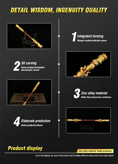 22CM Black Myth Sun Wukong Weapon Golden Hoop Stick Model Semi-metal Ruyi Staff Martial Arts Bo Staffs Souvenir Game Collection