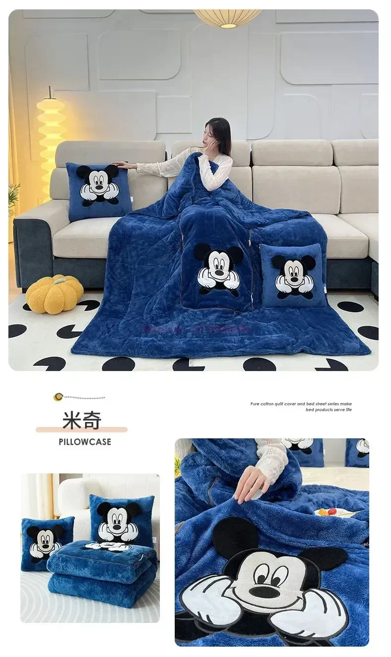 Stitch Disney Throw Pillow Blanket 2-in-1 Kawahiran Velvet Throw Pillow Thickened Nap Blanket Living Room Christmas Gift