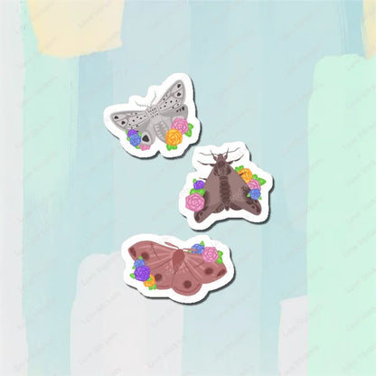 Pastel Moths 5PCS Stickers for Living Room Bumper Anime Cute Kid Car Art Print Window Home Decor