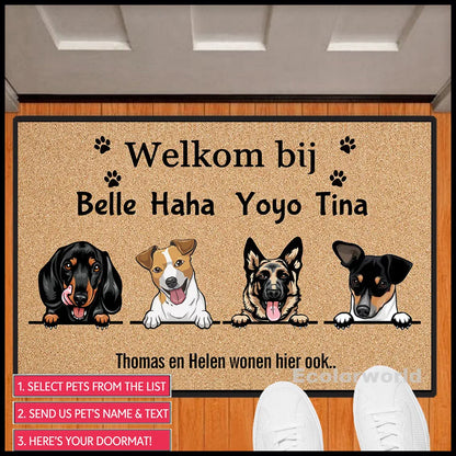 Personalized Pet Mat Custom Welkom Bij Dog Cat Doormat Rug Floor Mats Carpet Home Decor Accessory Pets Owners Lovers Gift