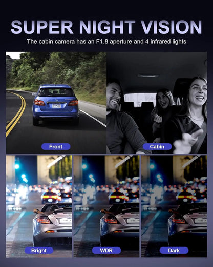 4 Channel Dash Cam 360°Panoramic View 2K+1080P+1080P+1080P Car DVR 5G WiFi/GPS Video Recorder 24/7 All-weather Monitor Max 512G