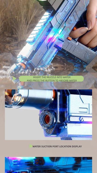 2024 Hot Sale Electric continuous firing UZI water gun pulse linkage chamber flame special effect children's water play toy