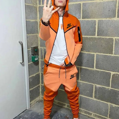 2024 Men's Leisure Sportswear For Men Spring And Autumn New Outdoor Hooded Windbreaker Jacket And Sweatpants Two-piece Set