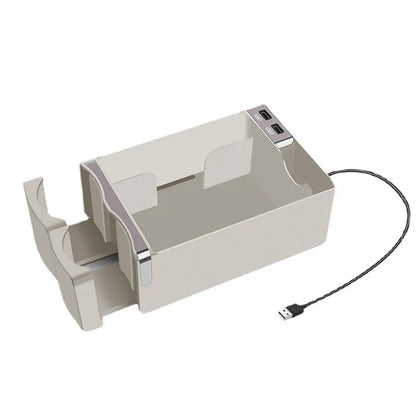 Car Armrest Storage Box With USB Charging Auto Console Side Organizer Car Tissue Box Water Cup Holder Car Interior Accessories