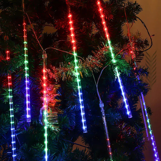30/50cm Holiday Meteor Shower LED String Lights Christmas Falling Rain Lights Snow Falling Icicle Cascading Light Waterproof New