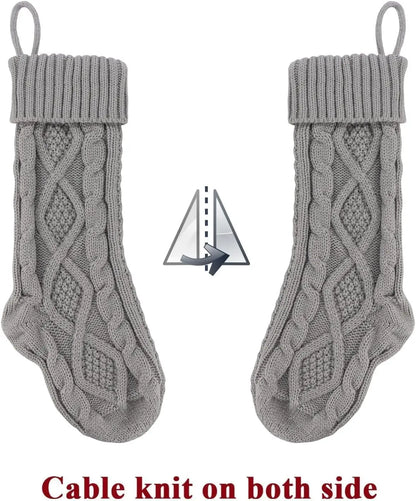 6-8PACK Christmas Stockings 18In Cable Knit Fireplace Stockings Rustic Hanging Xmas Stockings Farmhouse Boho Decorations Family