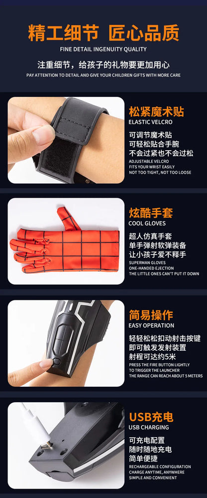 Spider man Launche Web Shooters Wrist Launcher Toy Shooters Peter Parker Cosplay Props Shooting Device Toys For Children Gifts