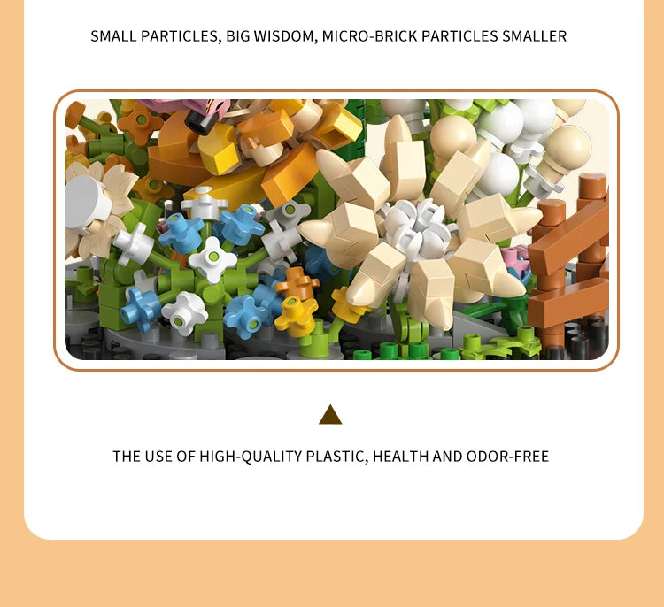 Balody Bee Butterfly Flower Bonsai Building Blocks Insect Plant Potted Model Bricks With Dust Cover DIY Toy For Kid Holiday Gift