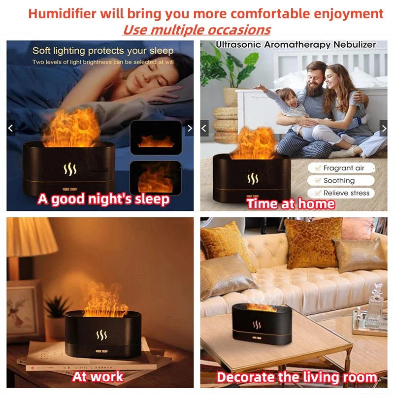 Aroma Humidifier air purifier 3D Simulation Flame Lamp Aroma Diffuser Ultrasonic Mist Humidifier For Home Essential Oil Diffuser